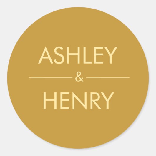 Moderne gouden bruiloft Sticker, envelop afdichtin Ronde Sticker (Voorkant)