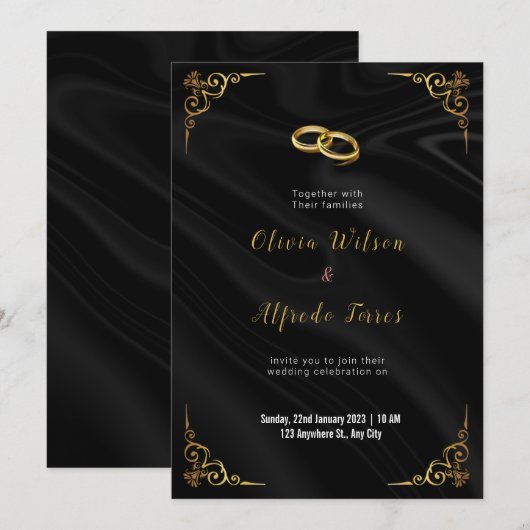 Moderne gouden bruiloft uitvinding feestdagenkaart (Voorkant / Achterkant)