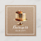Moderne Gouden Cake Home Bakkerij Gebak Chef Kraft Vierkante Visitekaartje (Voorkant)