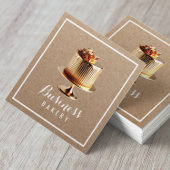 Moderne Gouden Cake Home Bakkerij Gebak Chef Kraft Vierkante Visitekaartje