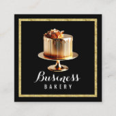 Moderne Gouden Cake Home Bakkerij Gebak Chef Vierkante Visitekaartje (Voorkant)