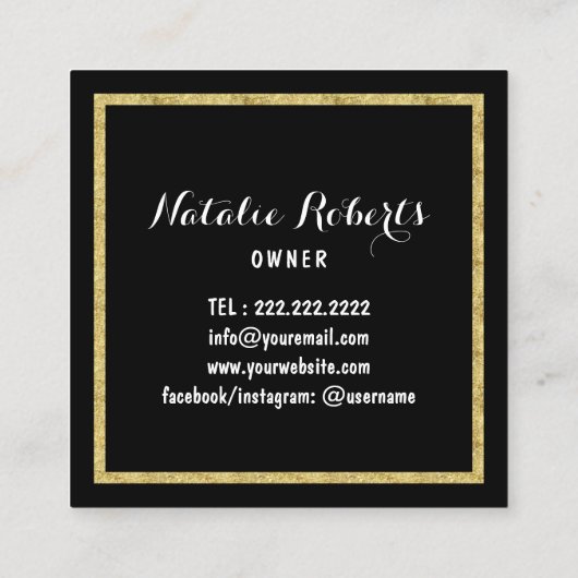 Moderne Gouden Cake Home Bakkerij Gebak Chef Vierkante Visitekaartje (Achterkant)
