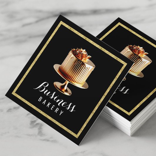 Moderne Gouden Cake Home Bakkerij Gebak Chef Vierkante Visitekaartje