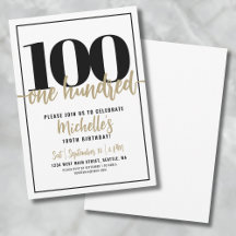 Moderne Gouden Calligrafie 100ste Verjaardagsfeest