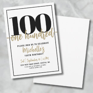 Moderne Gouden Calligrafie 100ste Verjaardagsfeest Kaart