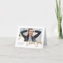 Moderne Gouden Calligrafie Foto Afstuderen Bedankkaart