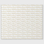 Moderne Gouden Calligrafie Kerst Cadeaupapier (Vlak)
