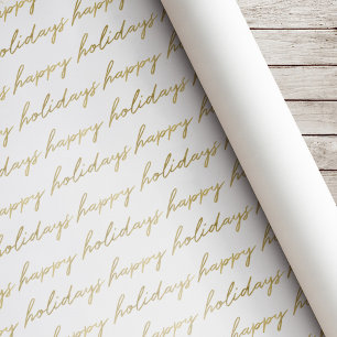 Moderne Gouden Calligrafie Kerst Cadeaupapier