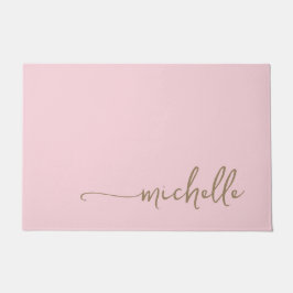 Moderne Gouden Calligrafie Script Roze Roos Deurmat