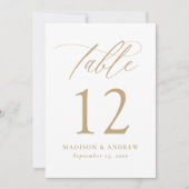 Moderne Gouden Calligrafie Tafelnummer Bruiloft (Voorkant)