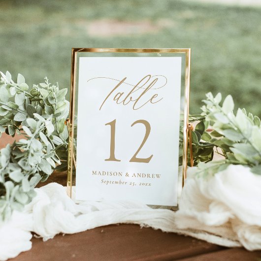 Moderne Gouden Calligrafie Tafelnummer Bruiloft