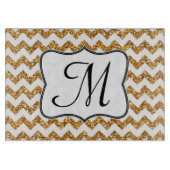 Moderne Gouden Chevron Monogram Glassnijplank Snijplank (Voorkant)