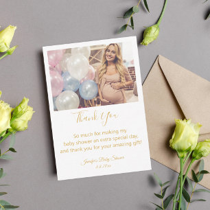moderne gouden chic bedankt babyshower foto notitiekaartje