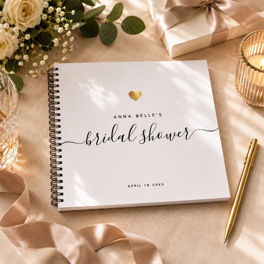Moderne Gouden Chic Script Bruiloft Feest Gast Notitieboek