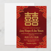 Moderne gouden Chinese huwelijksuitnodiging Kaart (Voorkant / Achterkant)