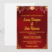 Moderne gouden Chinese huwelijksuitnodiging Kaart (Voorkant / Achterkant)