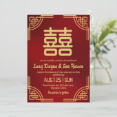 Moderne gouden Chinese huwelijksuitnodiging Kaart (Staand voorkant)