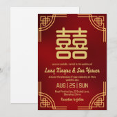 Moderne gouden Chinese huwelijksuitnodiging Kaart (Voorkant / Achterkant)