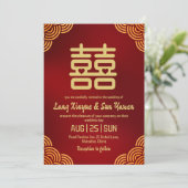 Moderne gouden Chinese huwelijksuitnodiging Kaart (Staand voorkant)