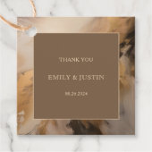 Moderne gouden chocolade artistieke bruiloft dank bedankjes labels (Voorkant)