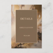 Moderne gouden chocolade artistieke bruiloft detai informatiekaartje (Achterkant)
