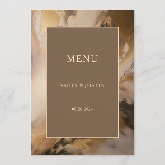 Moderne gouden chocolade artistieke Waterverf brui Menu (Achterkant)