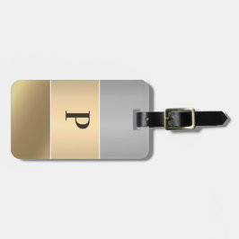 Moderne Gouden Chopper Zilveren Metaalmonogram Naa Bagagelabel