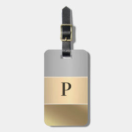 Moderne Gouden Chopper Zilveren Metaalmonogram Naa Bagagelabel