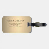 Moderne Gouden Chopper Zilveren Metaalmonogram Naa Bagagelabel (Achterkant horizontaal)