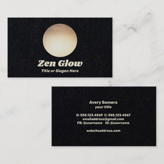 Moderne Gouden Cirkel Zwart Visitekaartje (Voorkant / Achterkant)