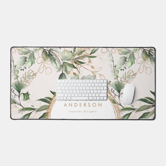 Moderne Gouden Cirkels Eucalyptus Bedrijf Groot Bureaumat (Keyboard & Muis)