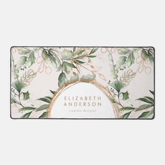 Moderne Gouden Cirkels Eucalyptus Bedrijf Groot Bureaumat (Voorkant)