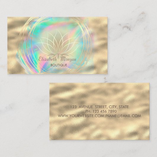 Moderne Gouden Cirkels Lotus Holographic Inc Visitekaartje (Voorkant / Achterkant)