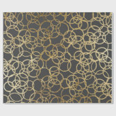 Moderne gouden cirkels op houtskool cadeaupapier (Vlak)