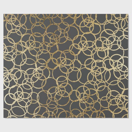 Moderne gouden cirkels op houtskool cadeaupapier (Vlak)