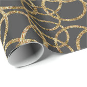 Moderne gouden cirkels op houtskool cadeaupapier (Rol Hoek)