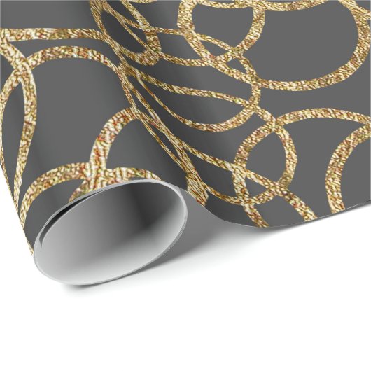 Moderne gouden cirkels op houtskool cadeaupapier (Rol Hoek)