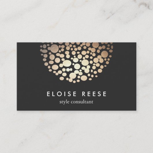Moderne Gouden Cirkels Schoonheidssalon Visitekaartje (Voorkant)