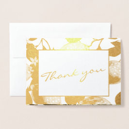 Moderne gouden citroenen en bladermariage foto ech folie kaarten