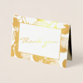 Moderne gouden citroenen en bladervrijgezellen fot folie kaarten (Voorkant)