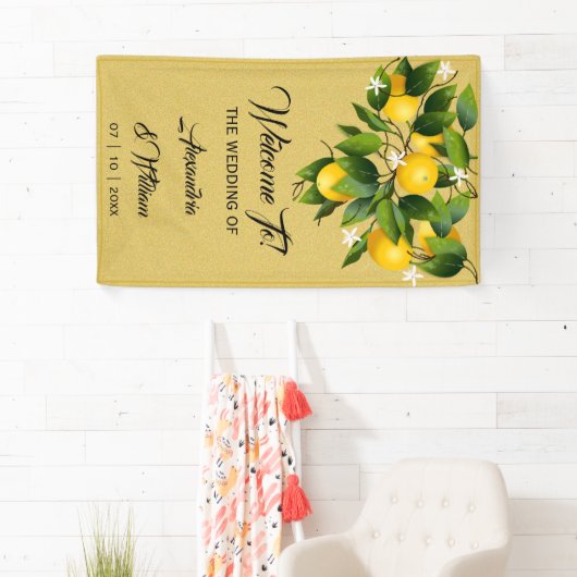 Moderne gouden citroenvrucht | Bruiloft Spandoek (Insitu)