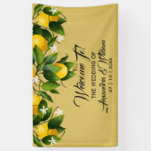 Moderne gouden citroenvrucht | Bruiloft Spandoek (Verticaal)