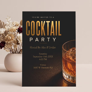 Moderne gouden cocktailparty uitnodiging