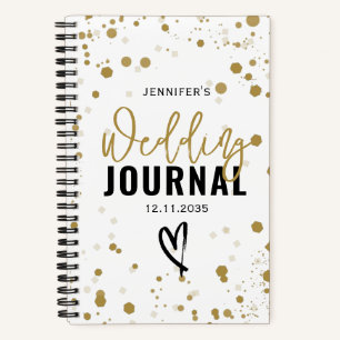 Moderne Gouden Confetti Bruiloft BUJO Notitieboek