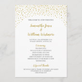 Moderne gouden Confetti bruiloft Programmakaart (Voorkant)