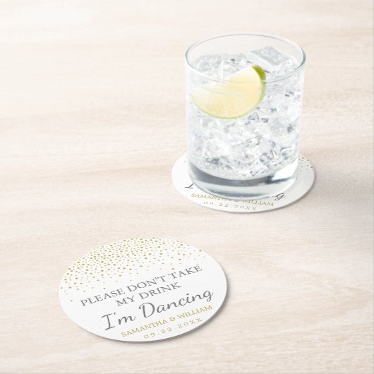 Moderne gouden Confetti bruiloft Ronde Kartonnen Onderzetter (Insitu)