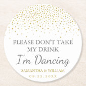 Moderne gouden Confetti bruiloft Ronde Kartonnen Onderzetter (Voorkant)