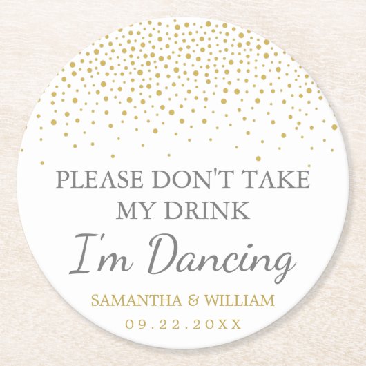 Moderne gouden Confetti bruiloft Ronde Kartonnen Onderzetter (Voorkant)