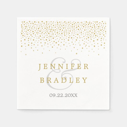 Moderne gouden Confetti bruiloft Servet (Voorkant)