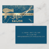 Moderne gouden Confetti, schaar, haardroger Visitekaartje (Voorkant / Achterkant)